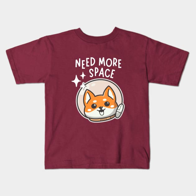 Need More Space Dogstronaut Kids T-Shirt by Nifty Studio